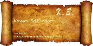 Kavas Sándor névjegykártya